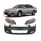 Kit of Front Bumper Cover and LH & RH Headlights Fits Chevrolet Impala 2006-2013