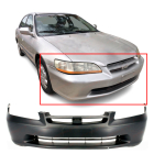 Front Bumper Cover For 1998-2000 Honda Accord Sedan w/ Fog Lights Holes