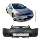 Primed Front Bumper Cover Fascia for 2006-2008 Honda Civic Coupe DX-G EX LX Si