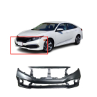 Primed Front Bumper Cover Fascia for 2017-2021 Honda Civic Touring Turbo EX LX