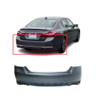 Rear Bumper Cover for 2016-2017 Honda Accord EX-L Sport SE w/o Parking aid holes