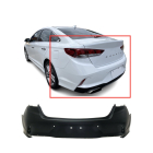 Primed Rear Bumper Cover Fascia for 2018 2019 Hyundai Sonata Ultimate SE SEL Eco