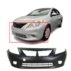 Primed Front Bumper Cover for 2012-2014 Nissan Versa 1.6 S SL SV Advance Sense