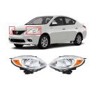 Left, Right Set HeadLight for NISSAN VERSA 2012-2014 NI2502207 NI2503207