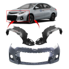 Bumper Cover & Fender Liner Kit for Toyota Corolla 2014-2016