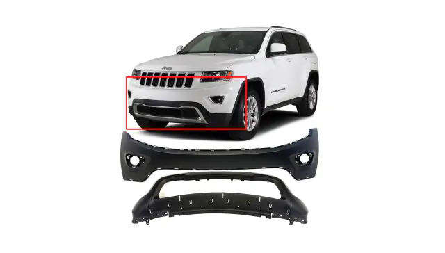 Ltymbtgx 3pcs Front Upper Side Primed Bumper Cover With Fog Light Holes For Jeep For Grand Cherokee 2014-2016 16512244