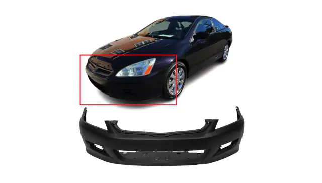 Primed Front Bumper Cover For 2006-2007 Honda Accord Coupe – Direct Fit Fascia, Unpainted