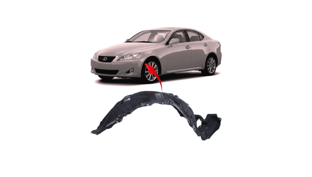 Front Fender Liner Set - Driver & Passenger - 2007-2009 Lexus ES350 - Black Plastic