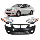 Bumper Cover & Hl Set for Nissan Versa 2012-2014