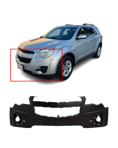 Primed Front Bumper Cover For 2010-2015 Chevy Equinox Chevrolet w/ fog