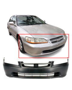 Front Bumper Cover For 1998-2000 Honda Accord Sedan w/ Fog Lights Holes