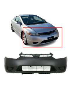 Primed Front Bumper Cover Fascia for 2006-2008 Honda Civic Coupe DX-G EX LX Si