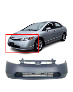 Primed Front Bumper Cover Fascia for 2006 2007 2008 Honda Civic 1.8 Sedan