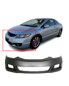 Primed Front Bumper Cover Fascia for 2009 2010 2011 Honda Civic Coupe 09-11