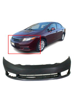 Primed Front Bumper Cover Fascia for 2012 Honda Civic Sedan EX EX-L Si