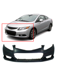 Primed Front Bumper Cover for 2012 2013 Honda Civic Coupe 2-Door 12 13