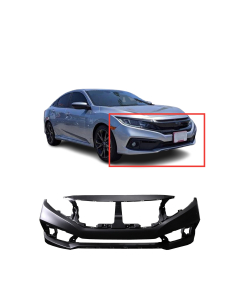 Primed Front Bumper Cover for 2019 2020 Honda Civic Sedan EX LX Sport Touring