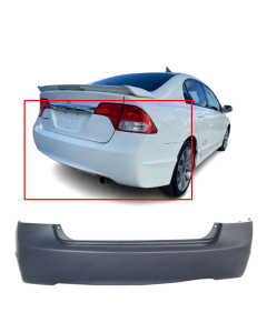 Primed Rear Bumper Cover Replacement for 2006-2011 Honda Civic Sedan 4Dr