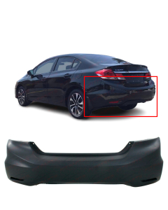 Primed Rear Bumper Cover for 2013 2014 2015 Honda Civic Sedan / Hybrid 13-15