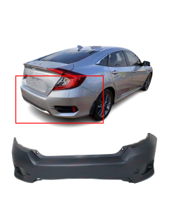 Primed Rear Bumper Cover For 2016-2020 Honda Civic Sedan 16-20 HO1100296