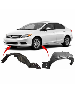 Set of 2 Fender Liners for Honda Civic 2012-2012 HO1248144 HO1249144 74151TR3A00