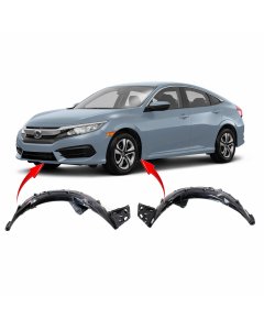 Set of 2 Fender Liners for Honda Civic 2016-2018 HO1248158 HO1249158