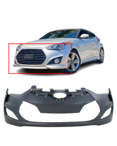 Front Bumper Cover For 2012-2016 Hyundai Veloster w/ fog lamp holes Primed