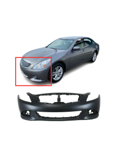 Front Bumper Cover For 2010-2013 Infiniti G37 Sedan Base/Journey w Fog holes