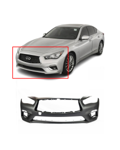 Front Bumper Cover For 2018-2020 Infiniti Q50 Primed 620226HH0H IN1000284