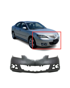 Front Bumper Cover For 2004-2006 Mazda 3 Sedan S i w fog light hole BNYK5003XEBB