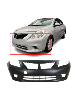 Primed Front Bumper Cover for 2012-2014 Nissan Versa 1.6 S SL SV Advance Sense