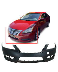 Primed Front Bumper Cover For 2013 2014 2015 Nissan Sentra w/ fog lamp holes