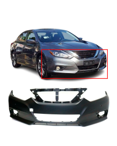 Primed Front Bumper Cover Fascia for 2016-2018 Nissan Altima w/ Park Ast