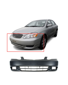 Front Bumper Cover For 2003-2004 Toyota Corolla S Sedan w Fog Light Holes