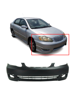 Primed Front Bumper Cover for 2005-2008 Toyota Corolla Sedan S XRS 521190Z939