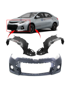 Bumper Cover & Fender Liner Kit for Toyota Corolla 2014-2016
